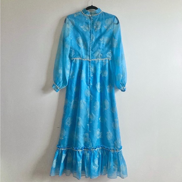 Vintage 1970s Blue Prairie Dress - Picture 4 of 7